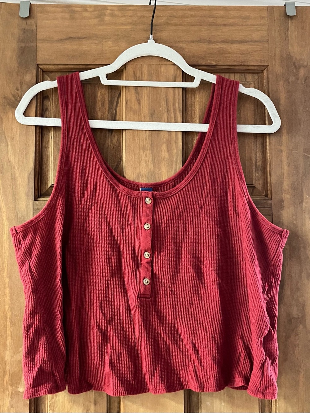 Old Navy Ribbed Burgundy Henley Tank Top